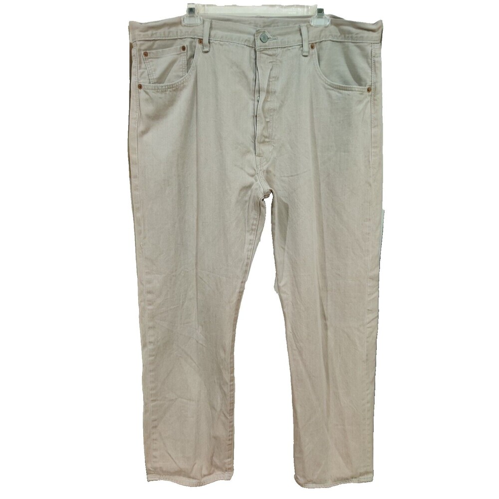 Levi's 501 Button‎ Fly Men's Jeans 40X30 Khaki Straight Leg (RARE Red R Tag)